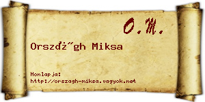 Országh Miksa névjegykártya